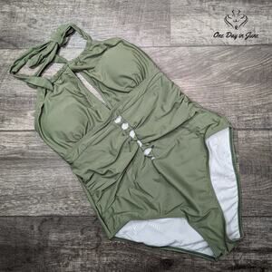 Charmo V Neck One Piece Swimsuit Size L